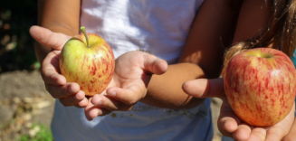 Children with fruit
