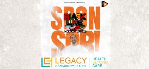 Black Like That Festival graphic with Legacy Community Health promoting free HIV testing in Houston.